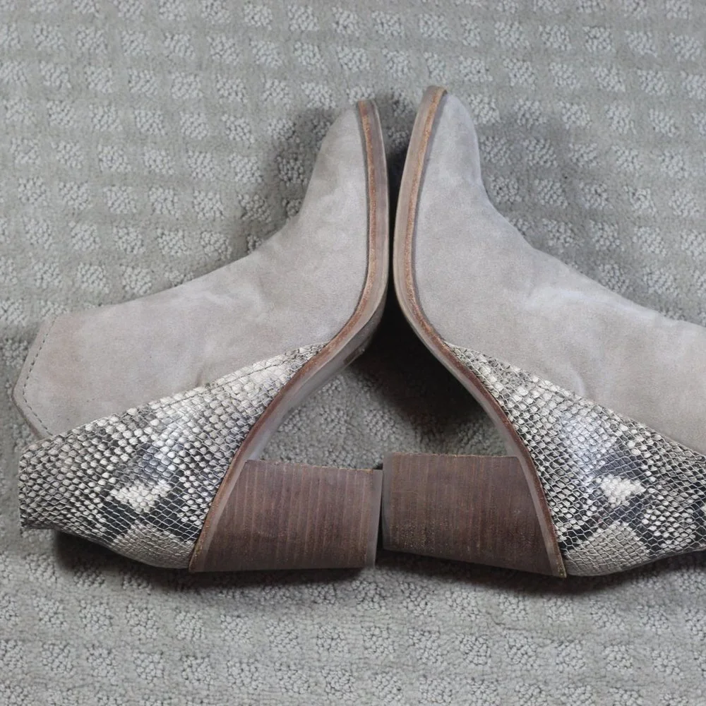 Dolce Vita Size 9 Beige Suede and Snakeskin Ankle Boots